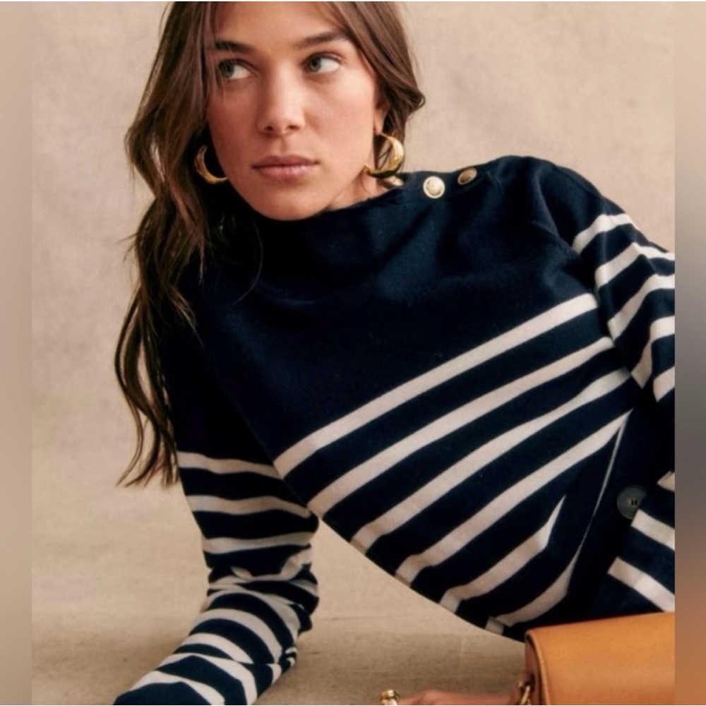Sezane Jacob Jumper Navy Stripes size XXS